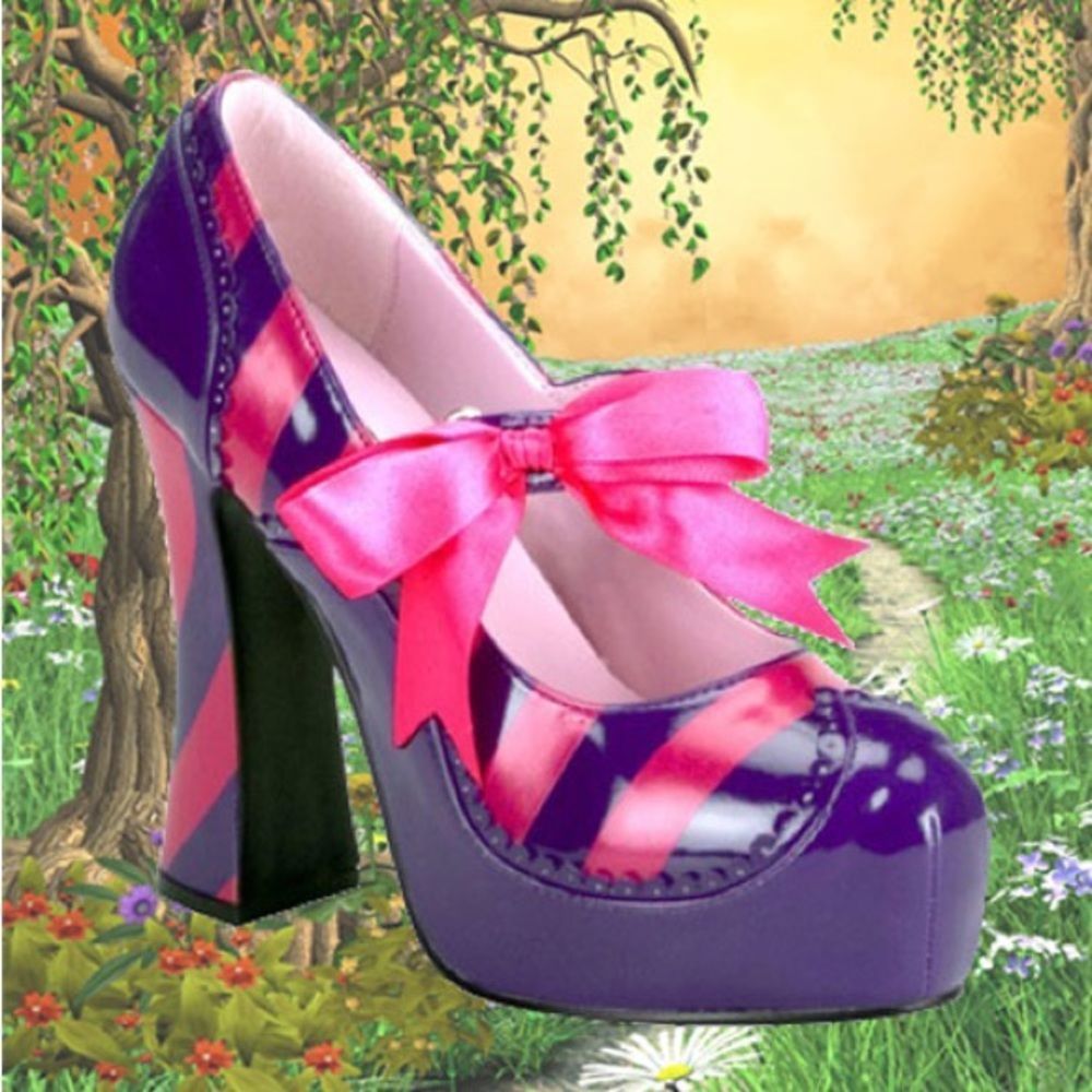 FUNTASMA Women’s Purple Pink striped  Alice In Wonderland Cheshire Cat Shoes 9